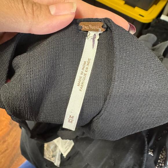 free people born to shime beaded and sequin black blouse nwot - Picture 6 of 6